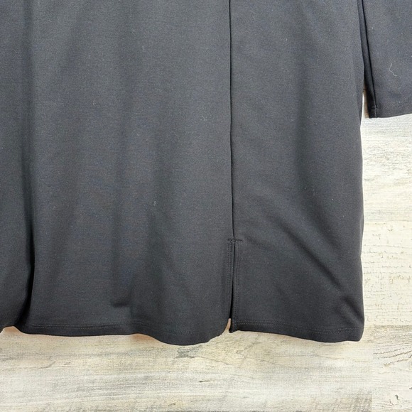 American Eagle Black Long Sleeve Stretchy Mini Dress Boat Neck with Slit Size L - Picture 4 of 13